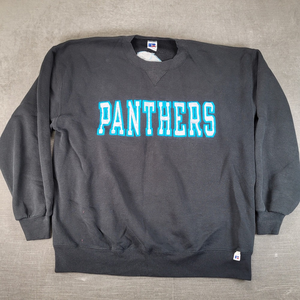 Russell Athletic Sweatshirt Mens XL Black Panthers NFL Vintage Made in USA 90s